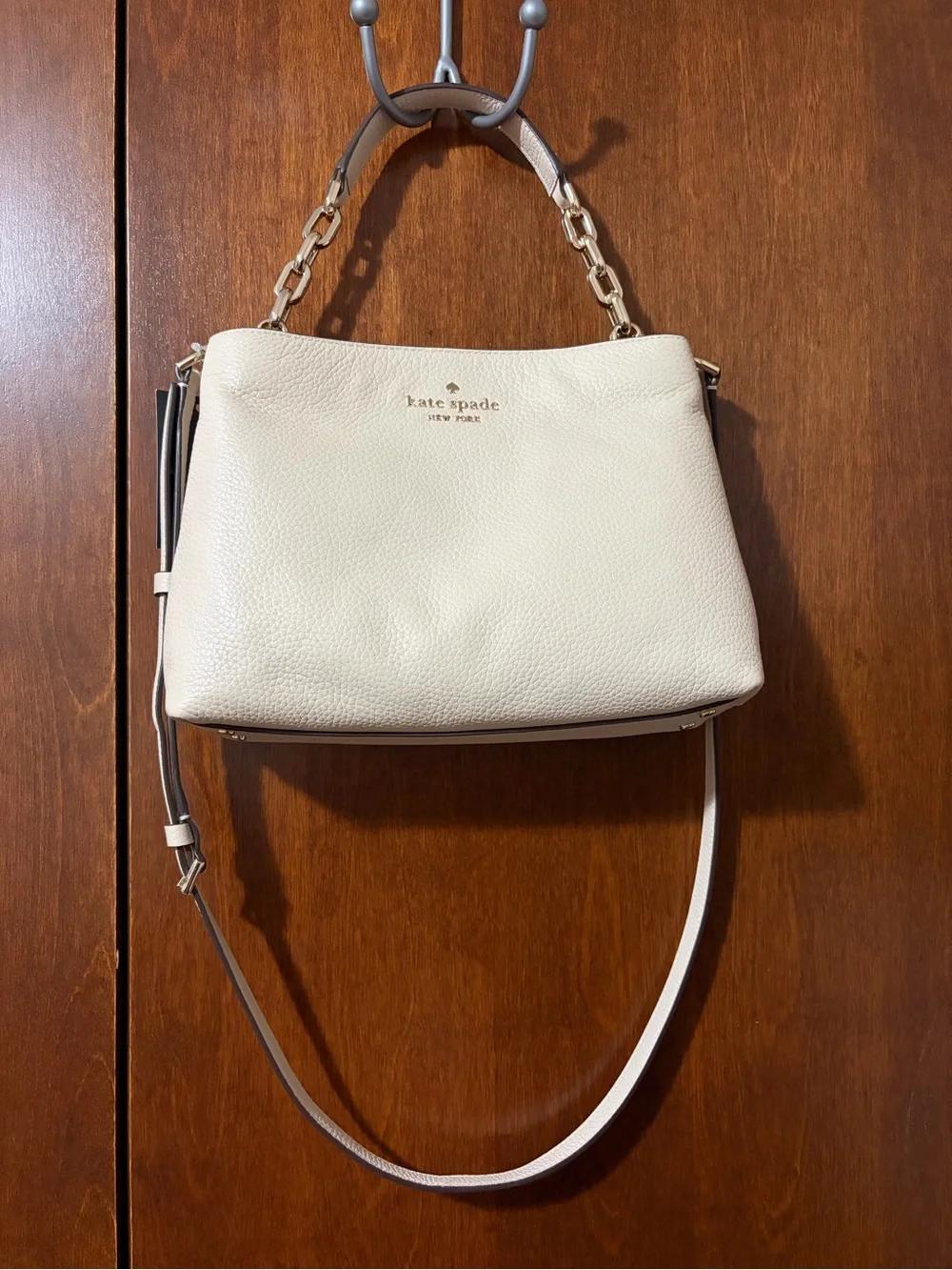 kate spade Aubrey Cream “Milk Glass” Pebbled  Leather Crossbody Shoulder Bag